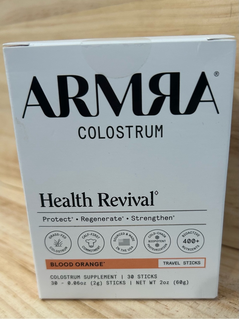 ARMRA Health Revival Colostrum Blood Orange 30 travel pack sticks